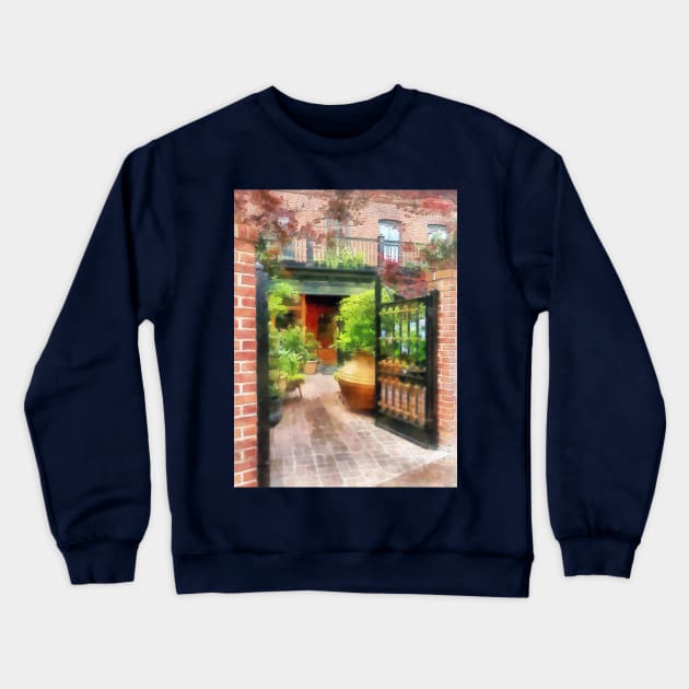 Baltimore MD - Restaurant Courtyard Fells Point Crewneck Sweatshirt by SusanSavad